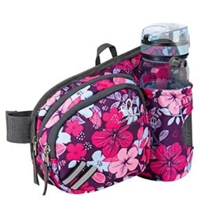 Waterfly Floral Pink Fanny Pack Hip Waist Sling Water Bottle Holder Bag Air Run